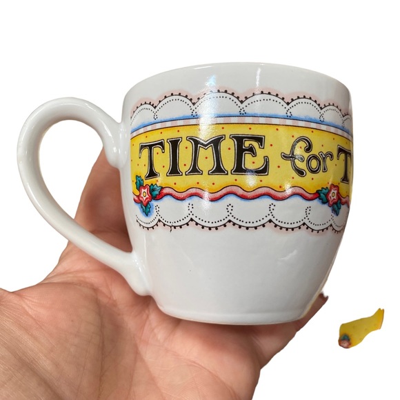 Lot of 2 sets Vintage Mary Engelbreit Cup & Saucer Set Time For Tea ME Yellow - Picture 2 of 7